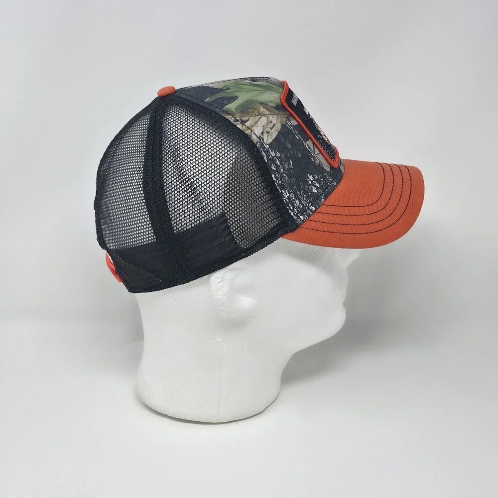 Goorin Bros The Farm Trucker Hat‎ Black Mamba Patch Woodland Camo Orange Cap